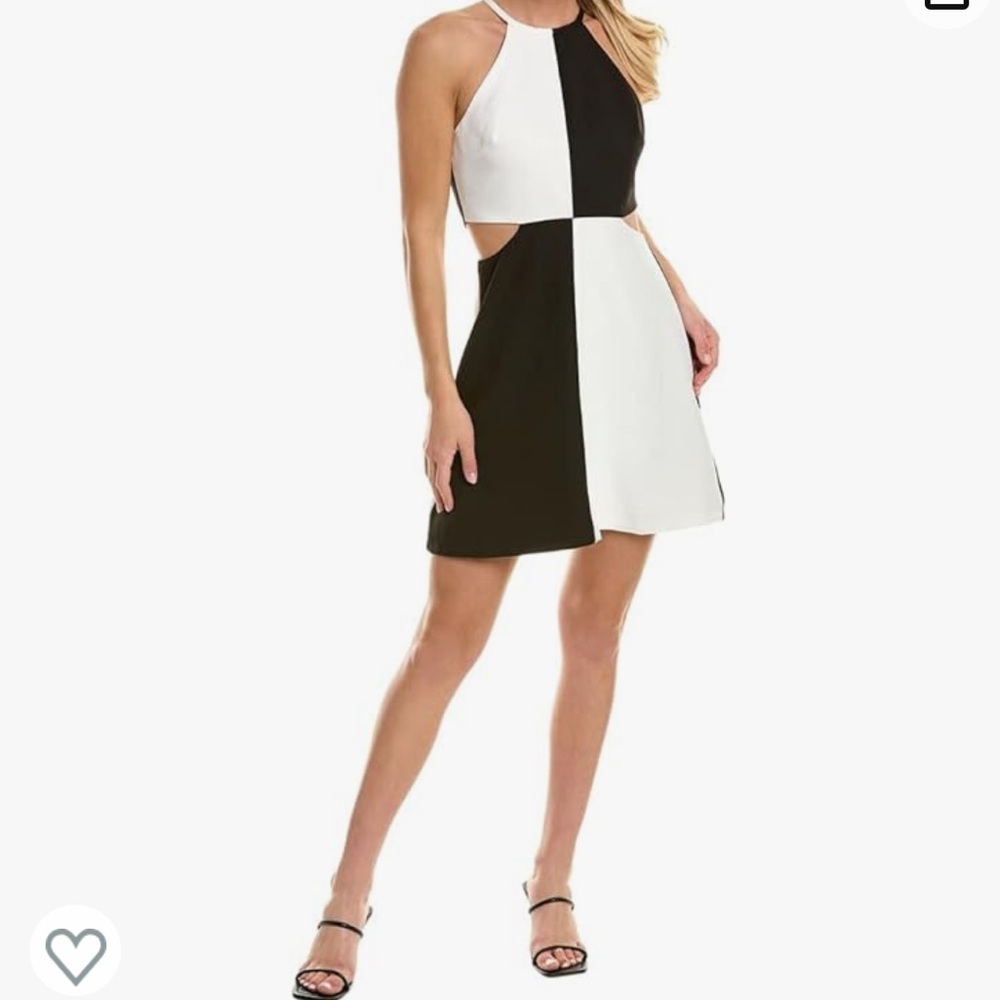 BCBGeneration halter neck flare mini dress with waist cutout.